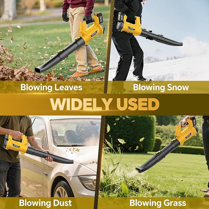 ELRINA Leaf Blower Cordless with 2 x 3.0Ah Batteries and Charger, 6-Speed Mode Lightweight Electric Blowers for Lawn Care, Yard Cleaning, Blowing Leaves, Dust, Snow Green, with Shoulder Straps