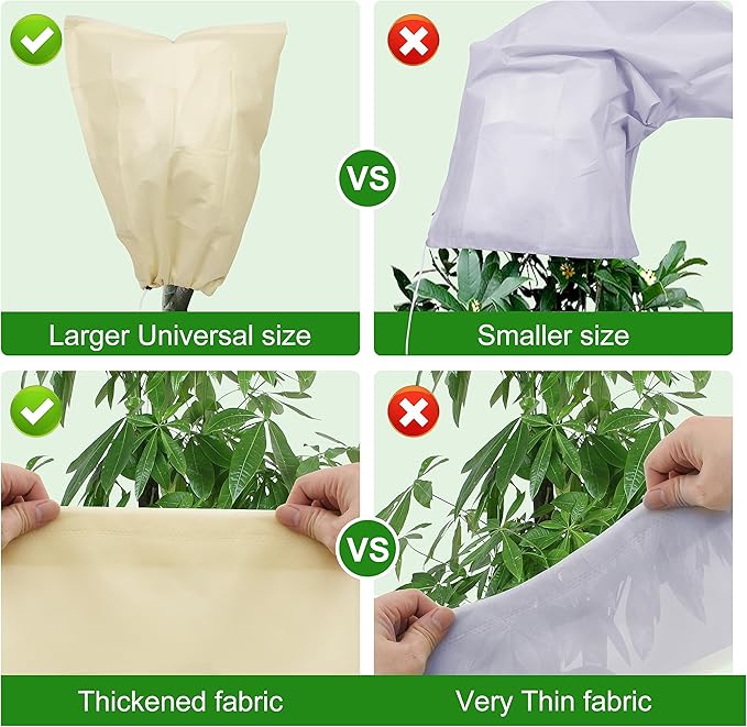 78x41inches Plant Covers Freeze Protection,2 Packs Thickened 2.82oz/yd² Frost Cloth for Outdoor Plants,Winter Tree Covers with Zipper&Drawstring,Plant Blanket for Winter Plant Covers Freeze Protection