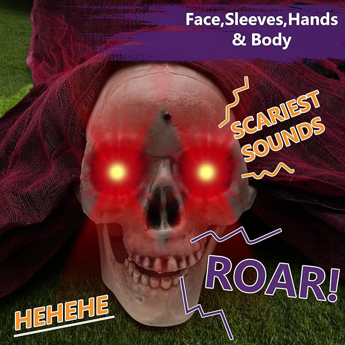 Halloween Outdoor Decor Animated Groundbreaker Zombie with Flashing Eyes and Creepy Sound for Halloween Yard,Lawn,Patio,Haunted House