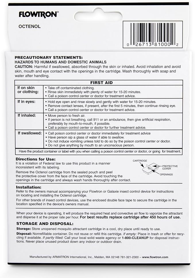 Flowtron MA-1000 Octenol Mosquito Attractant Cartridge, Compatible with BK-15, BK-40, BK-80, MC-9000, FC-8800-3 Pack