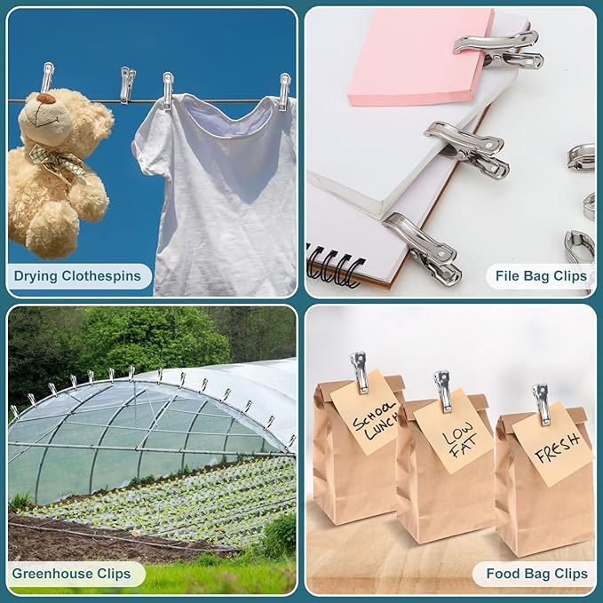 120 Pcs Garden Clips, Greenhouse Clamps, Stainless Steel Greenhouse Clips for Netting, Heavy Duty Row Cover Clips with a Strong Grip for Shade Cloth or Plant Cover on Gardening Hoops