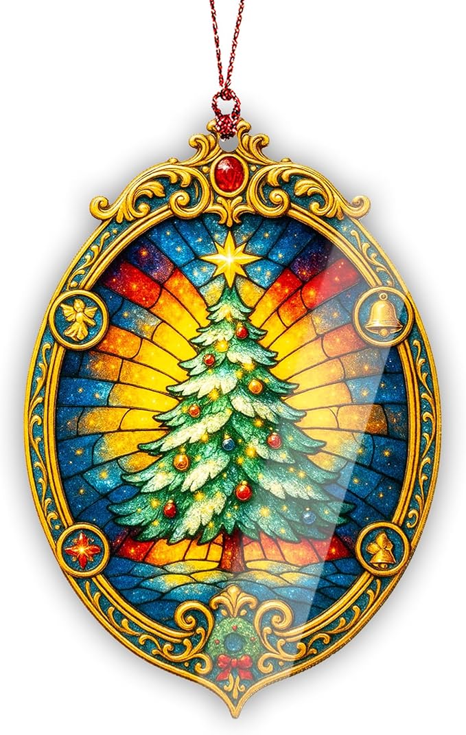 Classic Christmas Tree Ornament – christmas tree ornament – holiday gifts – festive decor – christmas ornament – Suncatcher effect window hanging – Car Hanging