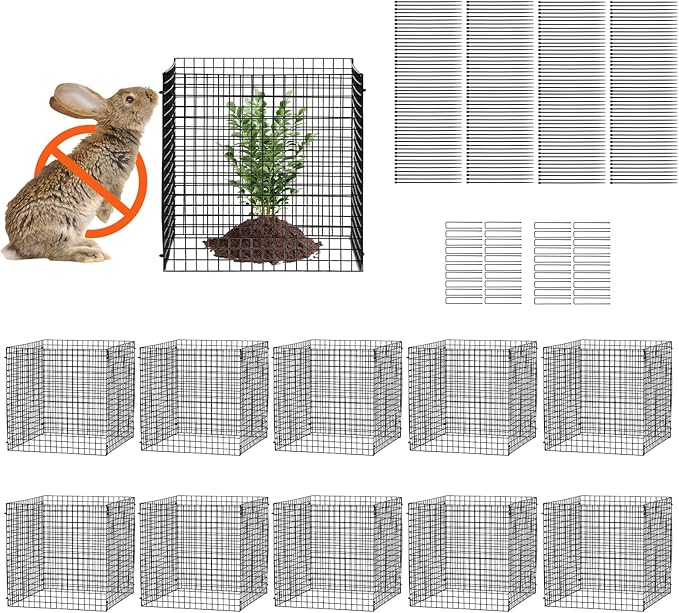 VEVOR 10 Pack Plant Protectors from Animals, 12'' x 12'' Chicken Wire Plant Protector, Plant Cages for Outdoor Plants, Flowers & Vegetables, Keeps Bunny Chicken Squirrels Out, 40pcs Metal Mesh