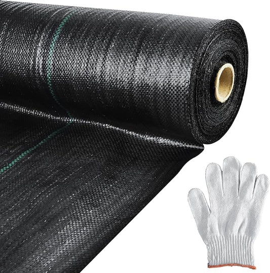 mupera Heavy Duty Weed Barrier Fabric - 4ft x 300ft Professional Grade Landscape Fabric, UV-Resistant 3.8oz Woven PP Ground Cover for Garden & Lawn, Commercial Strength Weed Control (Black)