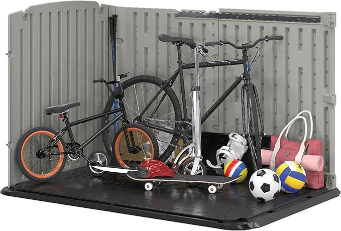 Suncast Glidetop Horizontal Outdoor Storage Shed with Pad-Lockable Sliding Lid and Doors, All-Weather Shed for Yard Storage, 57.5" W x 79.75" D x 52" H, Made in The USA