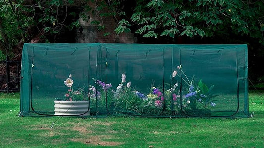 Poray Large 12.3X4FT Tunnel Plant Netting Cover,4.1FT Tall Crop Cage Tomato Netting for Vegetables&Fruits,Durable Gardening Net for Plant and Animals