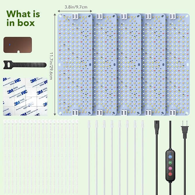 Full Spectrum Grow Lights,60W Plant Grow Lights for Indoor Plants with Daisy Chain Function, Sunlike Spectrum,960 LEDs and 4/8/12/16/20H Timer for Seed Starting(Pack5)