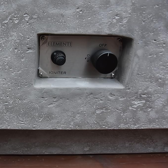 Elementi Manhattan Outdoor Gas Firepit Table 36 Inches Natural Gas Fire Pit Patio Heater Concrete High Floor Clearance Firepits Outside Electronic Ignition Backyard Fireplace Cover Lava Rock Included