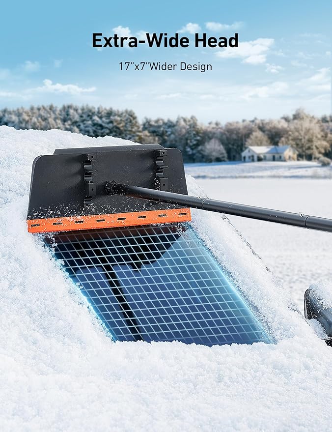 AstroAI 48Inch 2-in-1 Snow Scraper for car Snow Broom and Detachable Ice Scraper with Non-Abrasive Silicone Head for Cars, Trucks, SUVs