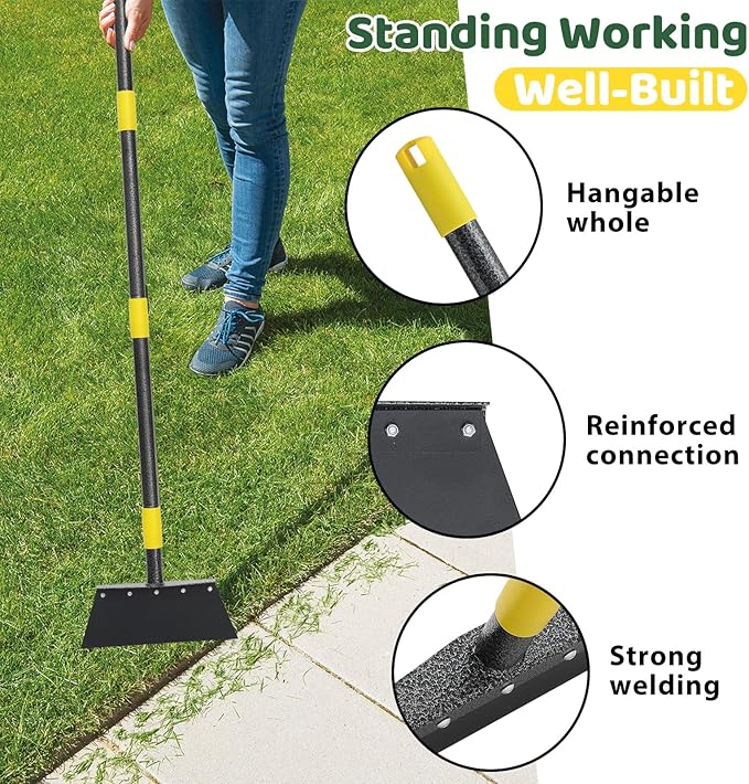 Manual Weeder, Detachable Garden Flat Shovel Scraper, 2 Spades,74 Inch Long Multifunctional Garden Cleaning Shovel, Heavy Duty Floor Scraper,Metal Weeding Scraper for Lawn Edging
