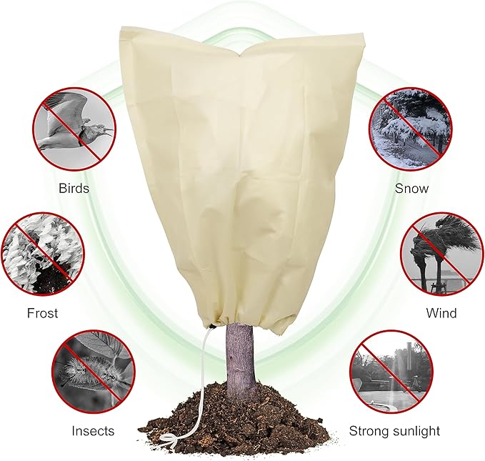 78x41inches Plant Covers Freeze Protection,2 Packs Thickened 2.82oz/yd² Frost Cloth for Outdoor Plants,Winter Tree Covers with Zipper&Drawstring,Plant Blanket for Winter Plant Covers Freeze Protection