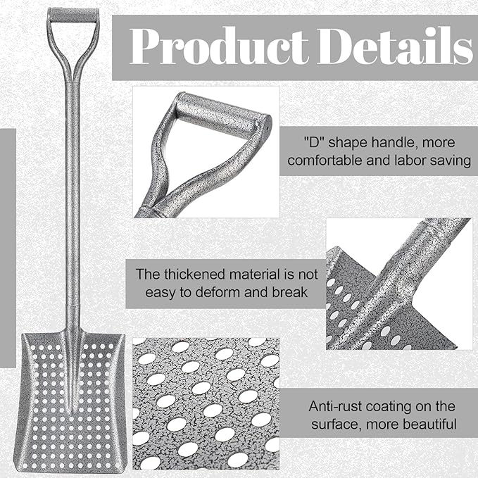 Durable Shovel for Sand Sifter, Chicken Poop Scooper Designed for Farm Sand Stall Poop Cleaning, Ideal Gardening Sliver Root Slayer Shovel- Square Shover for Beach