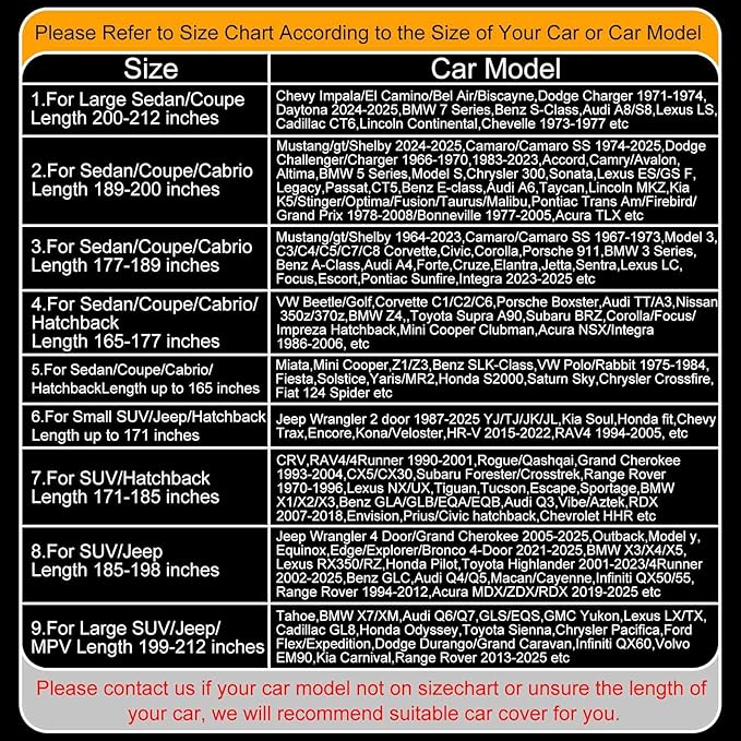 Full Enclosed Larger SUV/MPV Car Cover Universal Fit for Tahoe,Sienna,BMW X7/XM,Audi Q6/Q7,GLS/EQS,Yukon,Lexus LX/TX,GL8,Odyssey,Ford Flex,Dodge Durango,Infiniti QX60/80,Volvo EM90,Pacifica