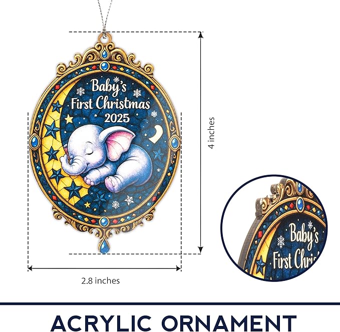 Baby’s First Christmas 2024 Ornament – baby ornament – baby gifts – nursery decor – christmas ornament – Suncatcher effect window hanging – Car Hanging