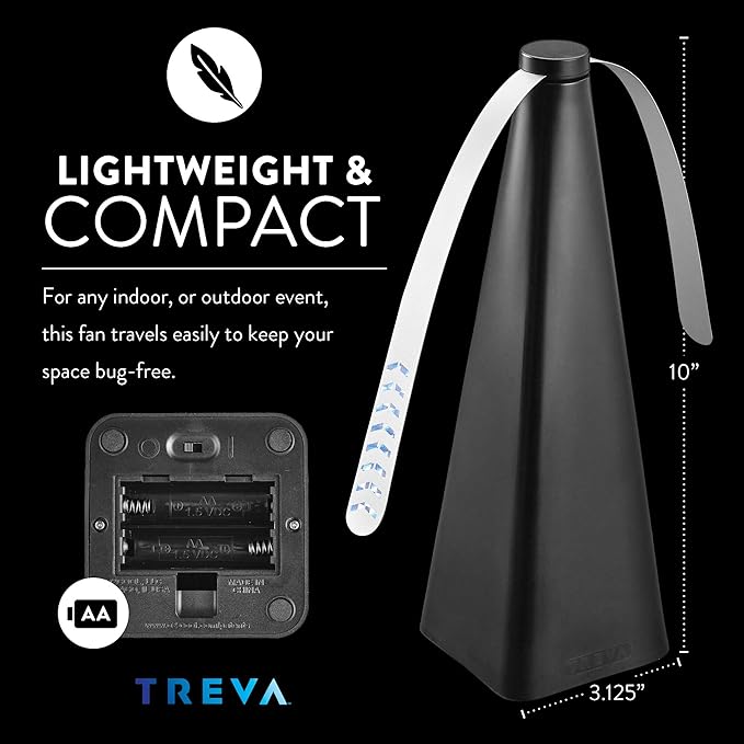 Treva Bug Fan Fly Deterrent with Holographic Blades to Clear Bugs, Mosquitoes, and Flies, Battery Powered Fly Fan