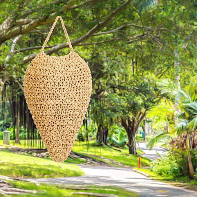 3 Pack Large Crochet Wasp Nest Decoys, Faux Wasp Nest Deterrent for Outdoor Hanging for Wasps Hornets, Hornets Nest Decoy Decoration for Patio and Eaves, Beige