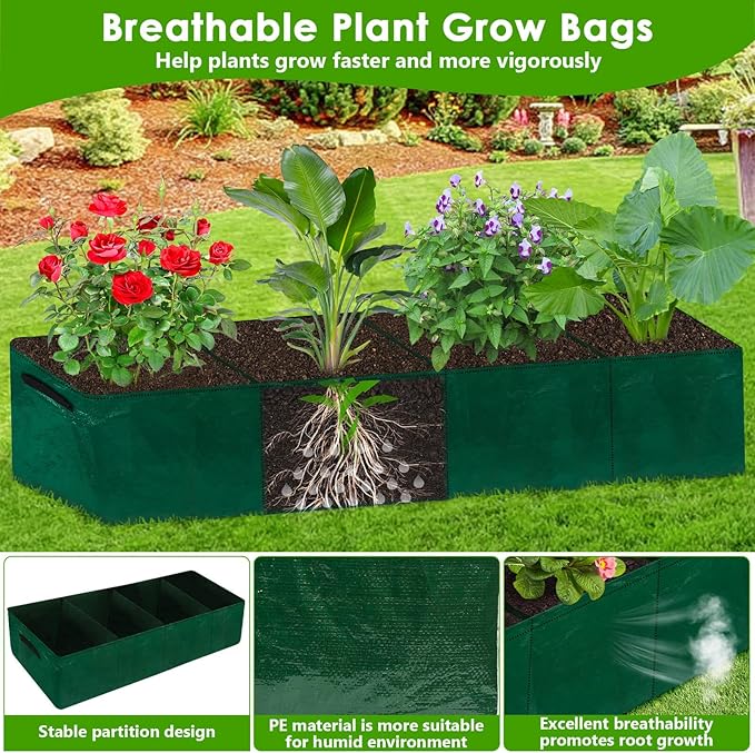 Large Cucumber Trellis for Climbing Plants with Grow Bag, 67"×65"×16.5" Metal Garden Trellis for Raised Bed with Garden Netting and Plant Clip Plant Ties for Vegetables, Squash, Pea, Grape, Tomato