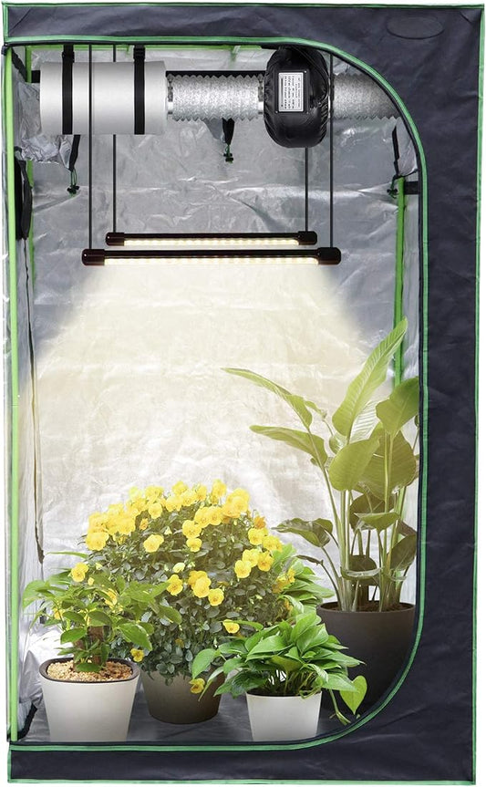 Nova Microdermabrasion 48'' x 48''x 80'' Grow Tent, 4'x4' Indoor High Reflective Mylar Hydroponic Growing Tent Room with Observation Window and Floor Tray for Plant Fruit Flower Veg