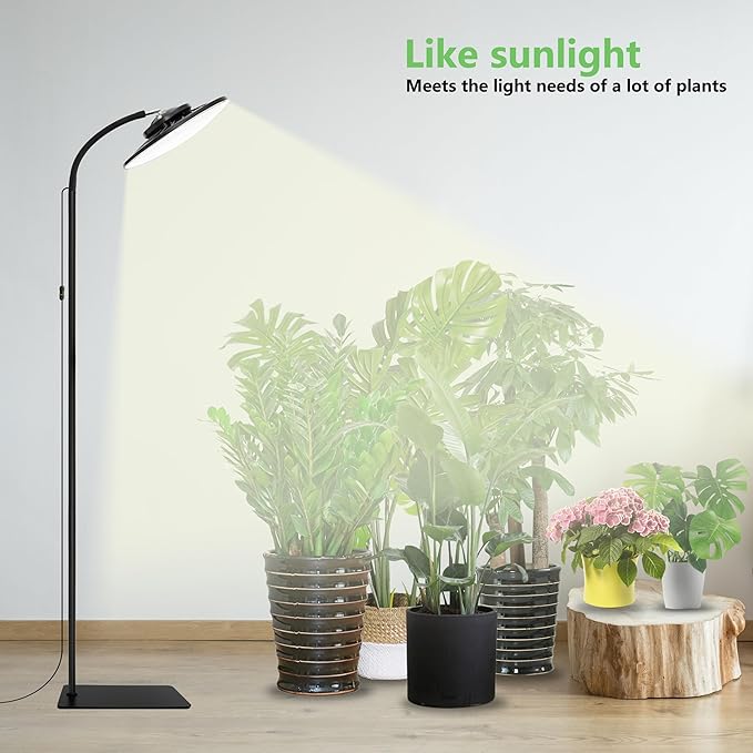 100W Grow Light for Indoor Plants, Full Spectrum LED Tall Plant Lights with Timer, Standing Floor Growing Lamp, 67" Height Adjustable for Large Many Plants