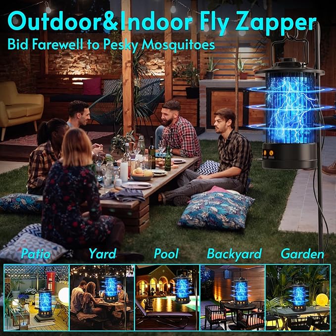 Bug Zapper - Bug Zapper Outdoor & Indoor with Switch Fly Zapper 4200V Extension 6.56 Ft Cord Mosquito Zapper Outdoor Mosquito Killer Fly Traps Insect Killer for Backyard Patio Home Camping, Plug-in