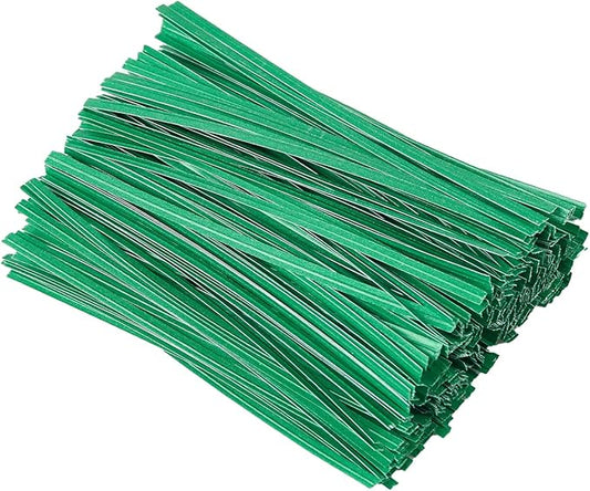 500 Pcs 5" Green Paper Twist Ties, for Party Cello Candy Bread Coffee Bags Cake Pops