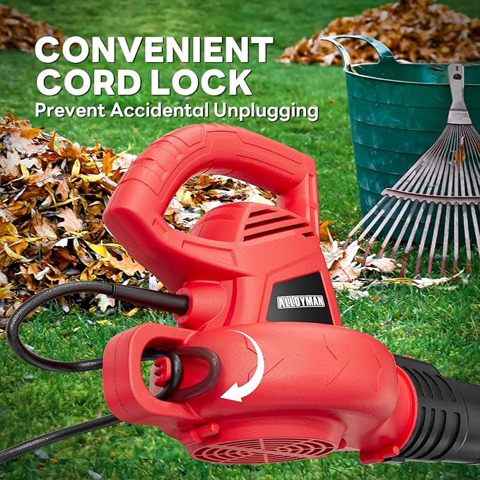 ALLOYMAN Electric Leaf Blower,7AMP Lawn Blower,350CFM Mini Leaf Blower Lightweight & Portable for Lawn Care/Snow Blowing