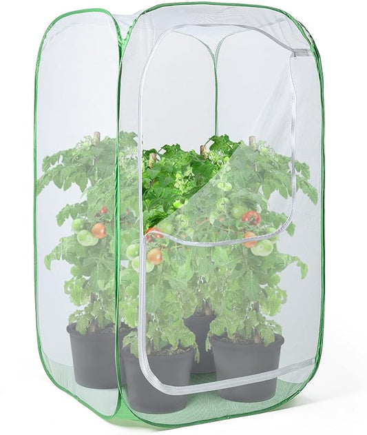 36" Outdoor Mesh Plant Enclosure, Plant Cover for Pests, Bird and Pest Protection Guard for Fruit, Vegetables, Flowers and Herbs Pop-Up Cage 24 x 24 x 36 Inches