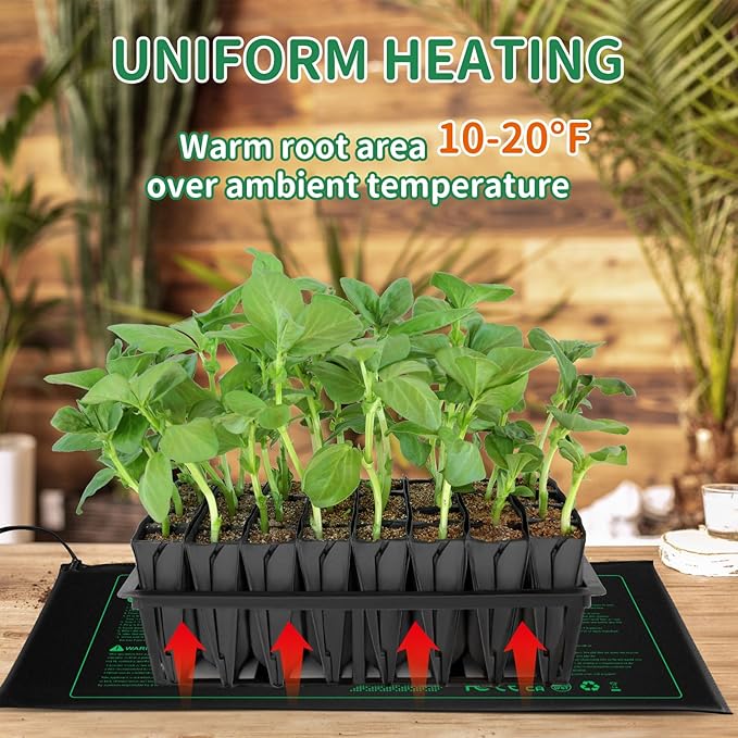 Seedling Heat Mat Durable Waterproof Plant Heating Pad 10"x 20.75" for Germination, Indoor Gardening, Greenhouse
