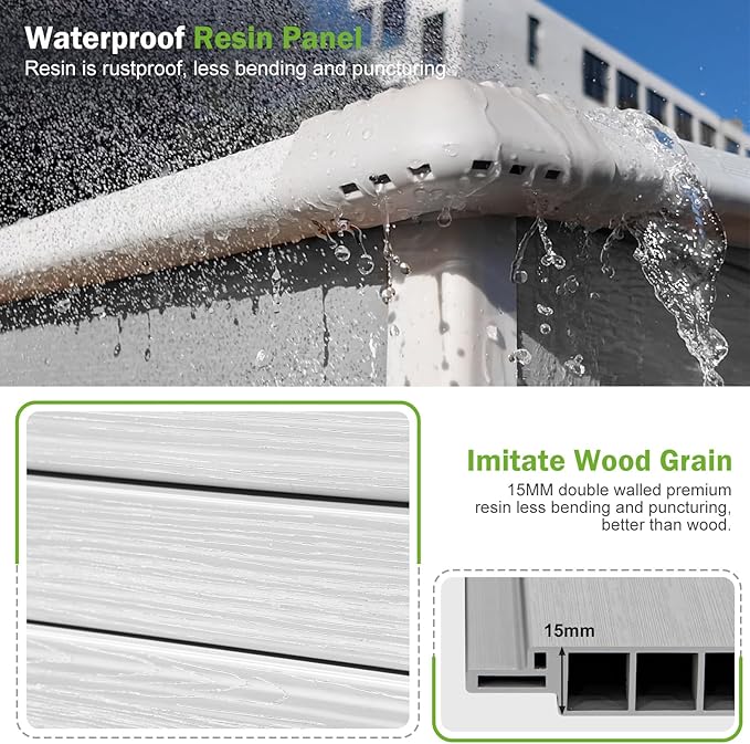 4x8 FT Lean-to Resin Shed with Floor Included, Waterproof Plastic Storage Cabinet, Garden Tool Shed for Outdoor Wall