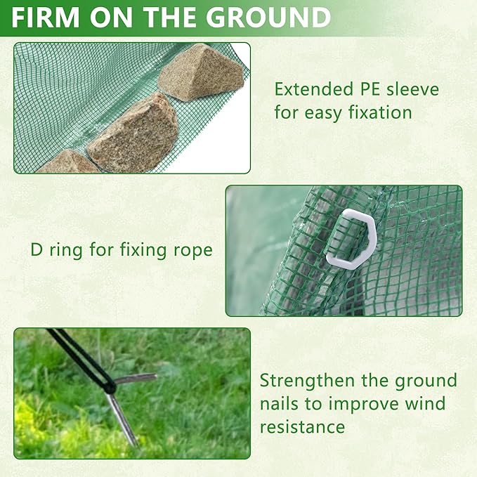 9.8x6.5x6.5 Ft Walk in Greenhouse, Portable Greenhouse, Greenhouse Tunnel, Heavy-Duty Outdoor Greenhouse with Watering System, Roll-up Zipper Door and Window for Outdoor, PE Cover, Green