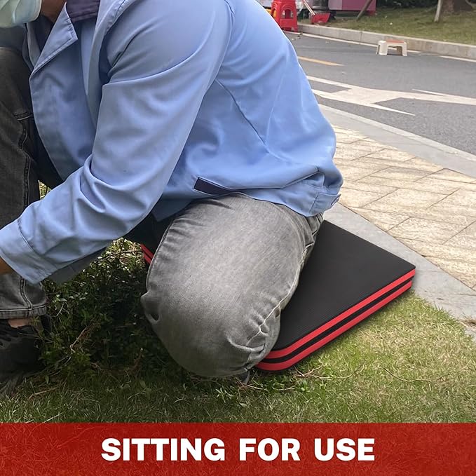 TOMMARS 0.9" Foldable Thick Kneeling Pad, 2 Fold Comfortable Foam Knee Pads Cushion Mat for Gardening, Yardwork, Workshop Repairing