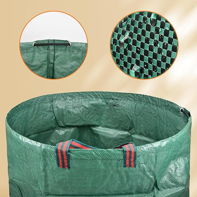 CAMPFIRE 3 Pack 72gallon Garden Waste Bags (H30, D26 Inches) With Handles, Heavy Duty Leaf Bags, Reusable Lawn Garden Bags And Yard Waste Bags, Suitable For Leaf Collectors