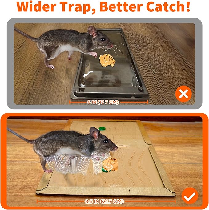 Glue Mouse Traps Indoor for Home 6 Pack, Large Sticky Mouse Traps for Inside House, Pre-Baited Adhesive Non-Toxic Glue Traps for Mice Rats, Snakes, Lizard, Insect(13.5" x 8.5")