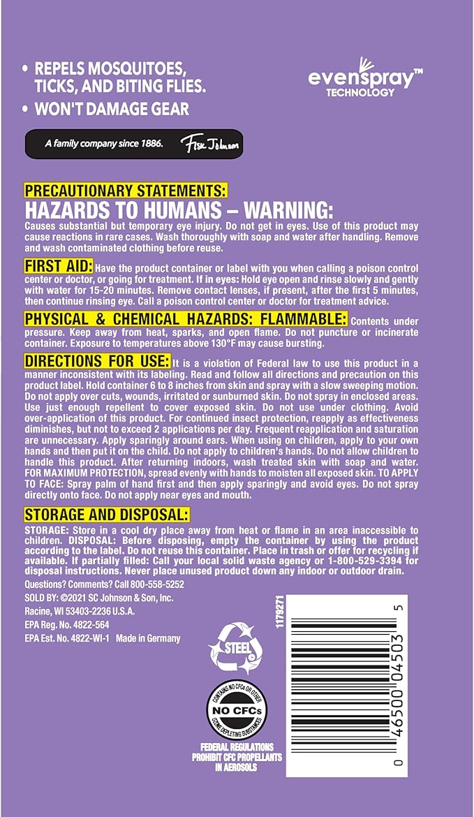 OFF! Clean Feel Insect Repellent Aerosol with 20% Picaridin, Bug Spray with Long Lasting Protection from Mosquitoes, Feels Good on Skin, 7.5 oz