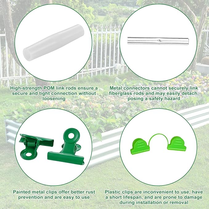 60 Pcs Garden Hoops for Raised Beds, 12 Sets Rust-Free Fiberglass Greenhouse Hoops - Grow Tunnel Kit for Plant Support, Row Covers, Netting, and Low Tunnel Hoops, Perfect for DIY Garden Projects