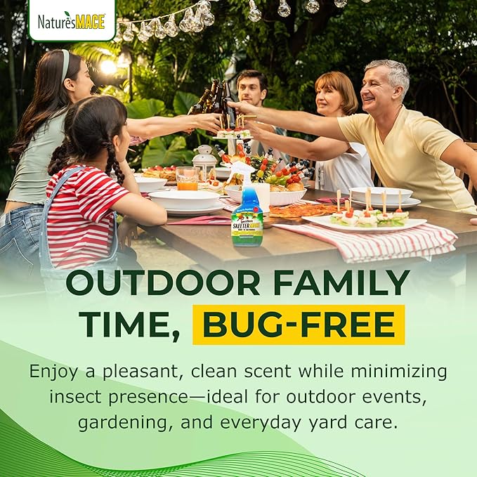 Nature’s MACE Outdoor Pest Repellent Spray – Kills & Repels Multiple Insect Types – Treats Lawns, Shrubs, and Patios – Safe for Family, Pets, and Plants – Essential Oil Formula with Fresh Scent – 40oz