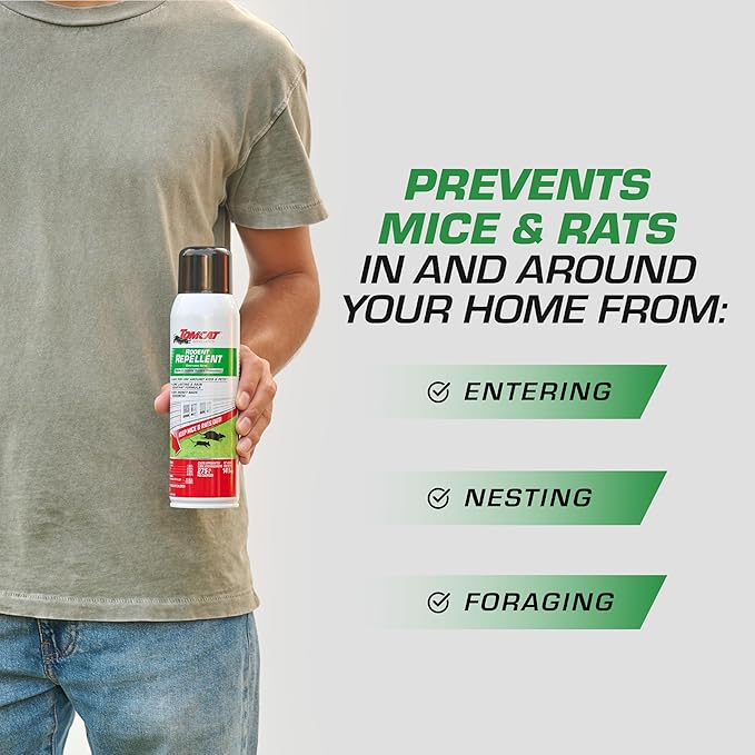 Tomcat Rodent Repellent for Indoor and Outdoor Mouse and Rat Prevention, Continuous Spray, 14 oz.