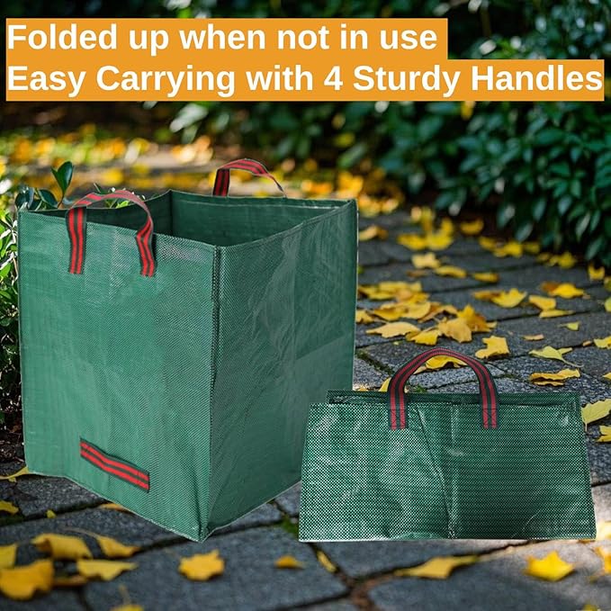 Heavy Duty Reusable Leaf Bags, 33-Gallon (Pack of 2) – Yard Waste Bags with Reinforced Carry Handles, Foldable & Portable for Lawn, Garden, Camping, and Debris Collection