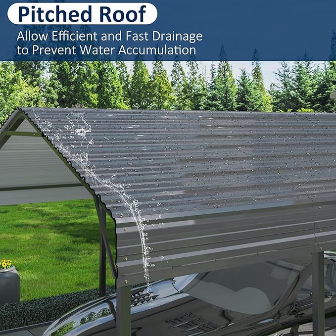 12x20 Metal Carport Carports with Enhanced Base Heavy Duty Garage Outdoor Galvanized Car Shelter for Car, Boats and Truck