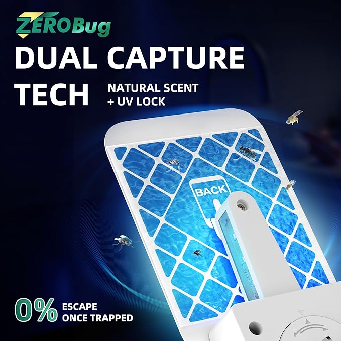 Fruit Fly Traps for Indoors, 4X Target Capture Rate Traps (2 Device & 10 Sticky Refills) for House & Fruit Fly, Gnat, Mosquito with UV & Blue Light, Plug in Bug Catcher & Killer for Indoor