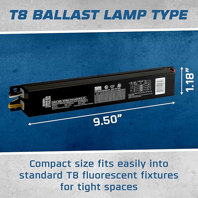 OHLECTRIC Replacement for Keystone KTEB-432-UV-IS-L-P 4 Lamp T8 Electronic Fluorescent Ballast with Low Light Output | 120-277V Input with Instant Start Operation | 0.78 Ballast Factor, UL-Approved