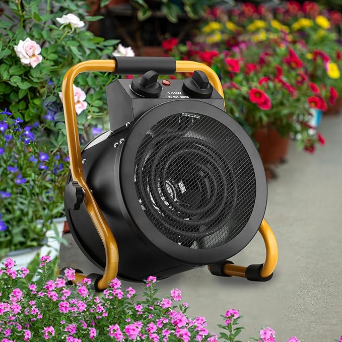 Greenhouse Heater with Digital Thermostat, Grow Tent Heaters, Overheat Protection, Fast Heating for Green House, Flower Room, BK