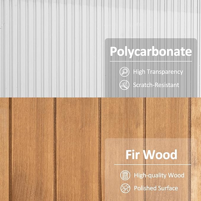 Macrout Cold Frame Greenhouse, Large Wooden Greenhouse Cabinet, Garden Cold Frame with Adjustable Shelves for Outdoor Indoor Use, 1344 (Natural)