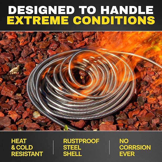 BIONIC STEEL 10Ft Short Garden Hose, 10 Ft x 5/8 In. Connector Hose for Reel, Leak Proof Connection, Heavy Duty, Non Kinking, Flexible, Hose Extension