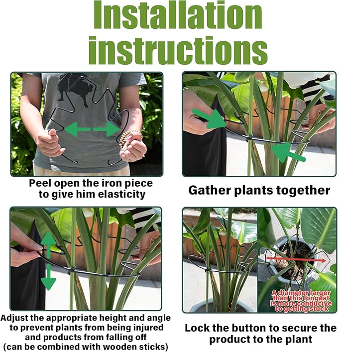 5PCS Black Monstera Plant Stem Support 9x7.6in - Adjustable & Durable Indoor Plant Stake for Cactus and Climbing Plants - Ideal Leaf Support for Gardening & Home Decor