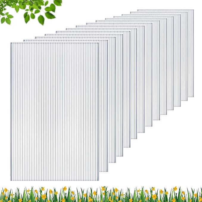 DGSL 14 Pcs Polycarbonate Greenhouse Panels, 4' x 2' x 0.16'' Twin-Wall Panels, Polycarbonate Sheet for All Weather Outdoor Garden and Greenhouse Covering (Grey)