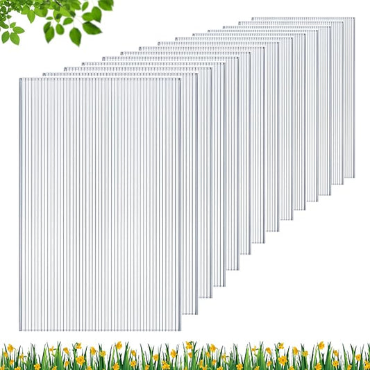 DGSL 14 Pcs Polycarbonate Greenhouse Panels, 4' x 2' x 0.16'' Twin-Wall Panels, Polycarbonate Sheet for All Weather Outdoor Garden and Greenhouse Covering (Grey)