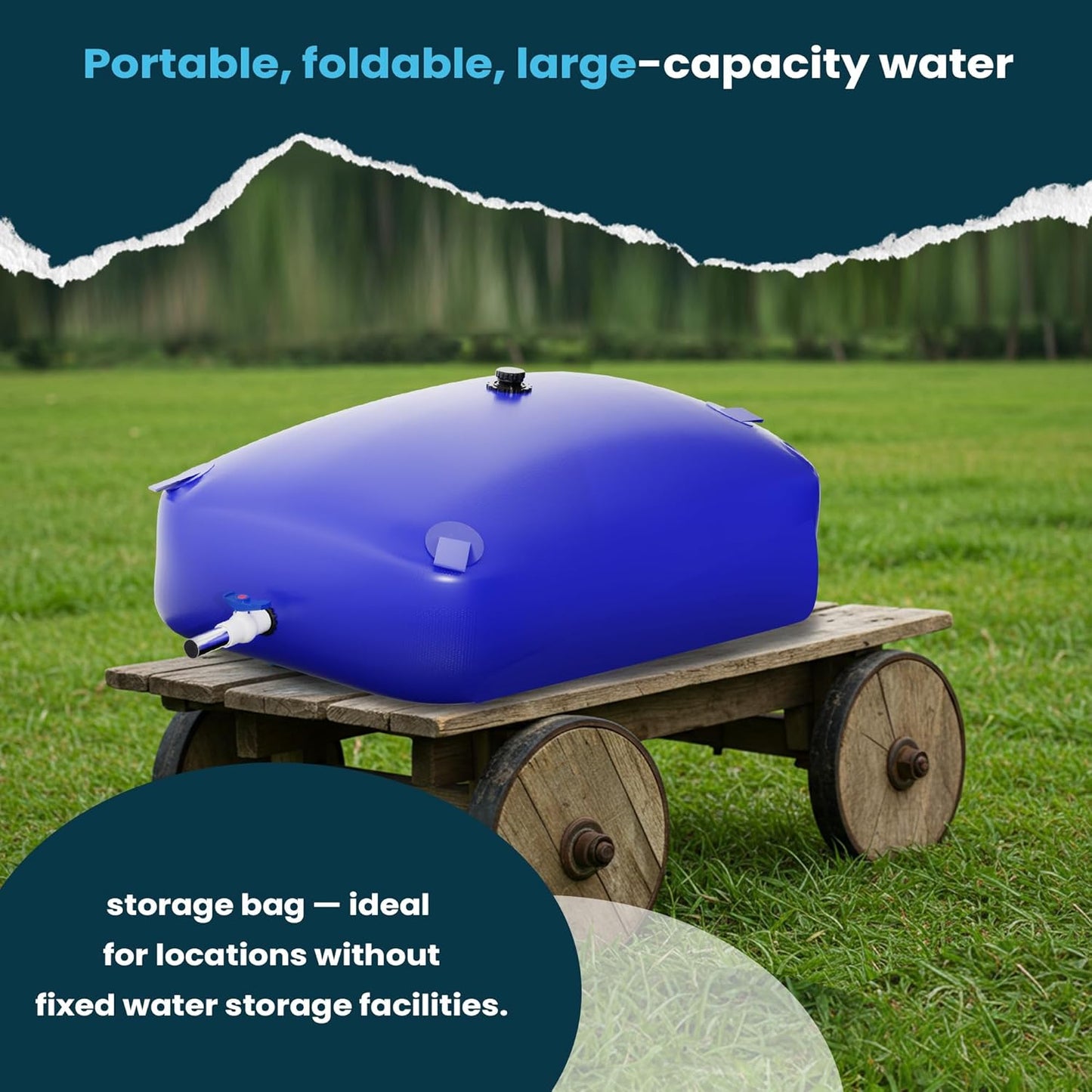 Large Capacity Water Storage Bladder Containers, Bladder Tank for Drought Resistance, Fire Prevention, Emergency Water, Agricultural Irrigation Outdoor (240L/63Gal, Blue)