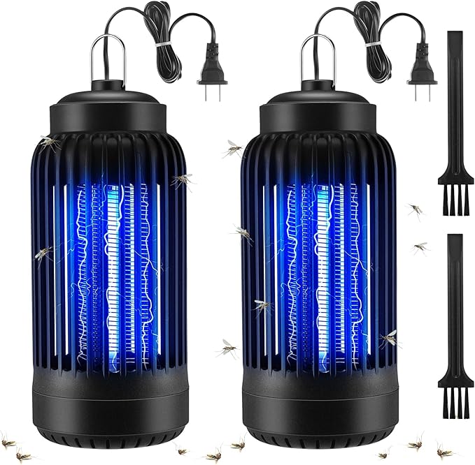 Qualirey Electric Bug Zapper 1000V Mosquito Killer Lamp Portable Insect Killer Indoor Fly Zapper Trap Mosquito Repellent Outdoor Insect Catcher UV Light for Backyard Patio(2 Packs)
