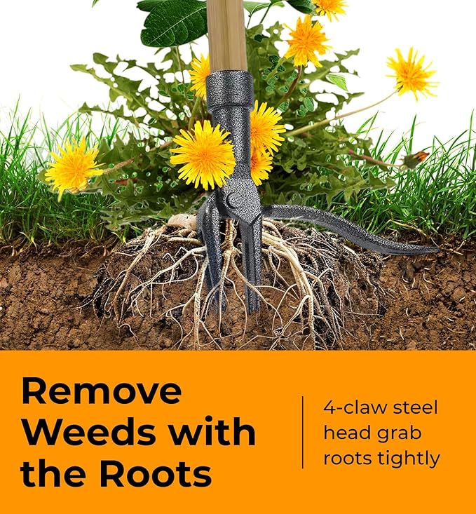 Stand Up Weed Puller Tool with Long Handle - Dandelion Weeding Tool, No More Bending